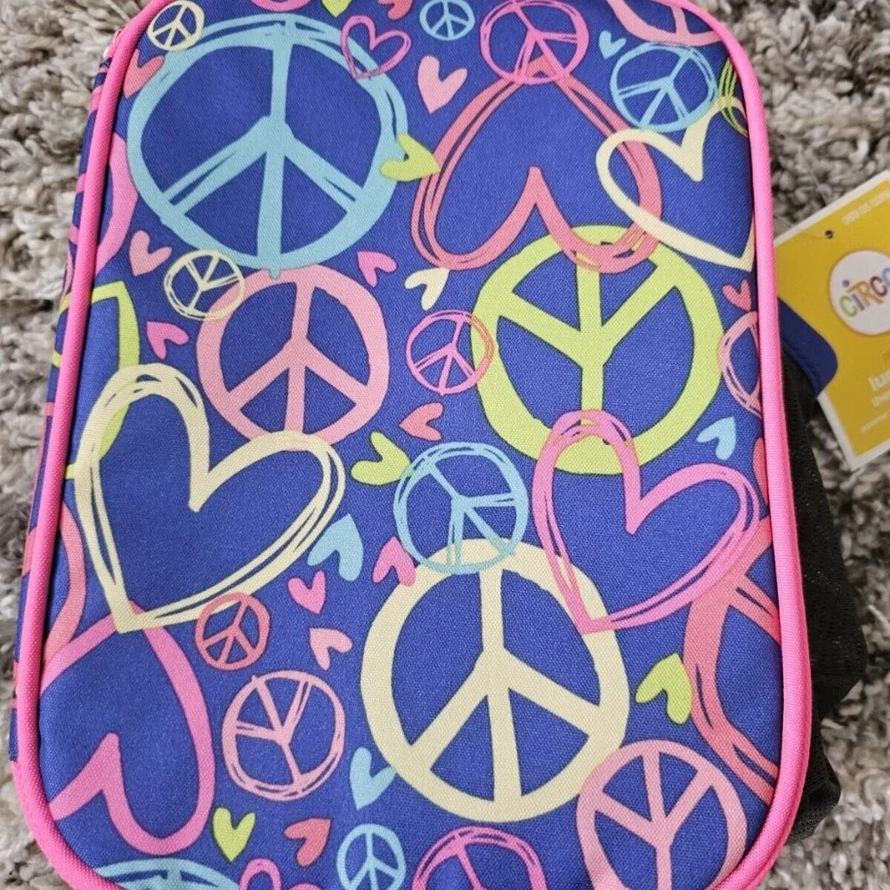 Circo Pet Pals Hearts Peace Sign Insulated Lunch Box Bag Kids School Toddler NWT
